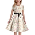 thumbnail image 1 of XEGLSBU Dresses for Girls Sparkly Easter Print Girls Sleeveless Dress Back Elastic Zipper for Casual Outdoor Daily Wear (White-B Size 5-6 Years), 1 of 4