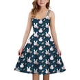 thumbnail image 1 of XEGLSBU Dresses for Girls for Easter Print Girls Sleeveless Dress Back Elastic Zipper for Casual Outdoor Daily Wear (a-Navy Size 11-12 Years), 1 of 4