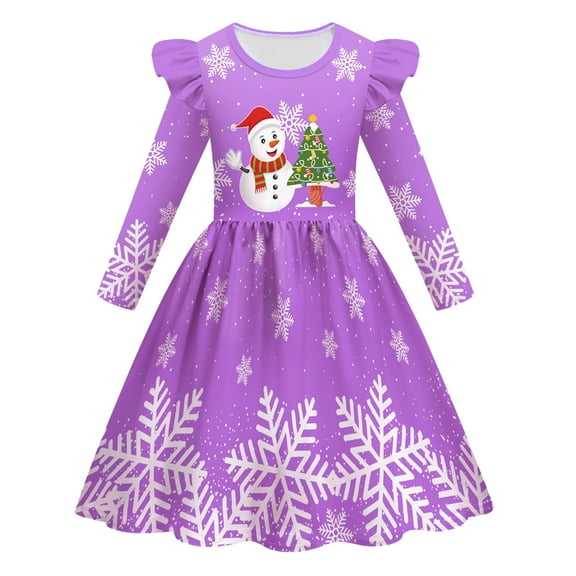 XEGLSBU Fall Dresses for Girls 6-7 Child Xmas Girls Dresses Party Dance Kids Christmas Princess Dress Dresses for Girls 10-12 Dance Purple Size 5-6 Years