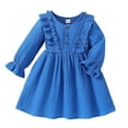 thumbnail image 1 of XEGLSBU Fall Dresses with Sleeves for Wedding Guest Toddler Girls Long Sleeve Dresses Bowknot Hollow out Princess Dress Clothes Girls Dresses Size 6X Blue-C Size 18-24 Months, 1 of 8
