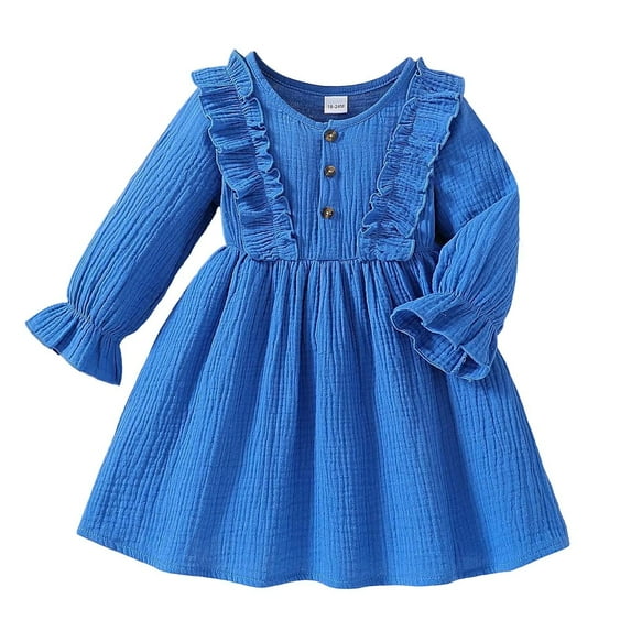 XEGLSBU Fall Dresses with Sleeves for Wedding Guest Toddler Girls Long Sleeve Dresses Bowknot Hollow out Princess Dress Clothes Girls Dresses Size 6X Blue-C Size 18-24 Months