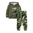 thumbnail image 1 of XEGLSBU My First Christmas Baby Boy Outfit Boys Dinosaur Print Hooded Tracksuit Winter Pullover with Pants Outfit for Toddler and Youth Green Size 7-8 Years, 1 of 9