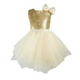 thumbnail image 1 of XEGLSBU Flower Girl Dresses for Wedding Black Girls' Color Sleeveless Party Dress with Cute Round Neck for Kids Stage Performance Lightweight Skirt for Girls Beige Size 5-6 Years, 1 of 3