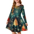 thumbnail image 1 of XEGLSBU Girls Christmas Dress Size 14-16 Girls' Printed Dress Girls Christmas Dress Size 8-10 b-Navy Size 5-6 Years, 1 of 4