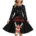 thumbnail image 1 of XEGLSBU Girls Christmas Dress Size 14/16 Style Girls Print Party Dress with Lace up Front Long Sleeves and Back Elastic Zipper for Holiday Festive Pageant Gown Black Size 9-10 Years, 1 of 4