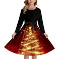 thumbnail image 1 of XEGLSBU Girls Christmas Dress Size 8-9 Style Girls Print Party Dress with Lace up Front Long Sleeves and Back Elastic Zipper for Festive Pageant Gown C-Watermelon Red Size 13-14 Years, 1 of 4