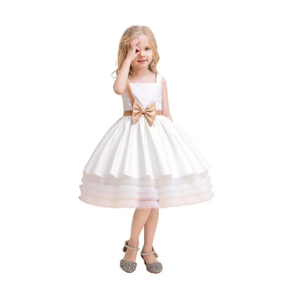 XEGLSBU Girls Christmas Dresses Size 10-12 Formal Elegant Girls Party Dress Girl Tutu Gown for and Celebrations with Satin Fabric and Delicate Lace Embellishments White Size 8-9 Years