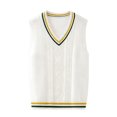 thumbnail image 1 of XEGLSBU Girls Christmas Sweater Classic V Neck School Sweater Vest for Girls Knit Cardigan for Big Kids and Teens Comfortable Academic Style Pullover White Size 8-9 Years, 1 of 5