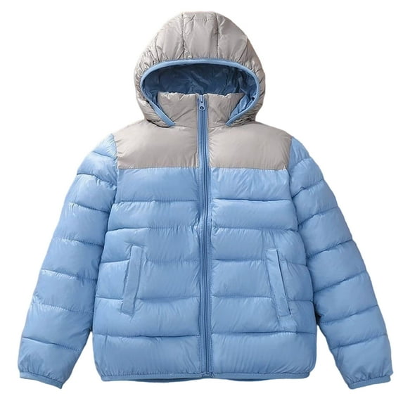 XEGLSBU Girls Coats Size 10-12 Boys Color Down Padded Jacket Warm Winter Hooded Coat for Children Lightweight Insulated Outerwear Girls Winter Coat and Pants Set Size 10 Light Blue Size 13-14 Years