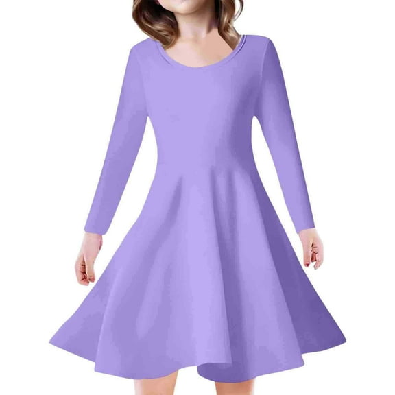 XEGLSBU Girls Dresses 4T Fall Summer Western Style Long Sleeved Small Floral Shawl Princess Style Girls' Dress Dresses for Girls 8-10 Yellow Purple Size 6-7 Years