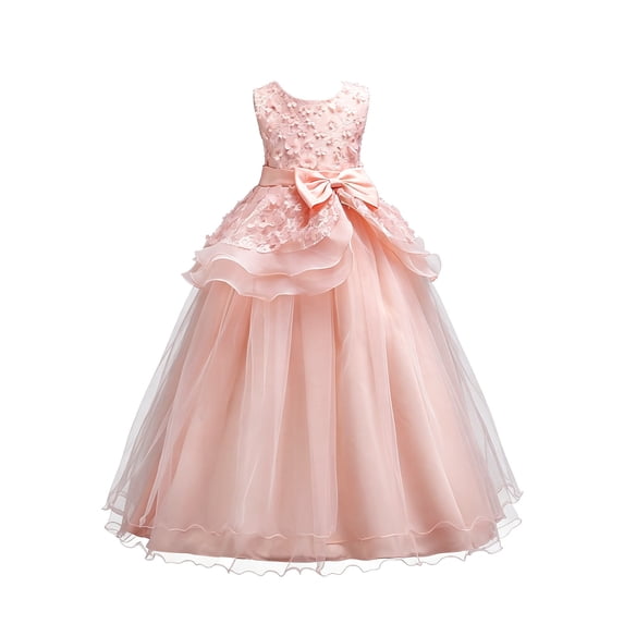 XEGLSBU Girls Dresses Fall and Shine Long Formal Dress for Girls Elegant Party Gown with Sequin z260522-c-Pink Size 11-12 Years