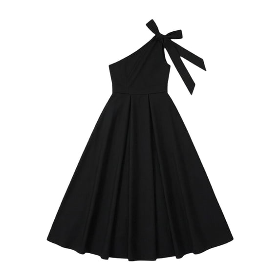 XEGLSBU Girls Dresses Floral Printed A Line Dress Casual for Teen Party Wear Black Size 17-18 Years