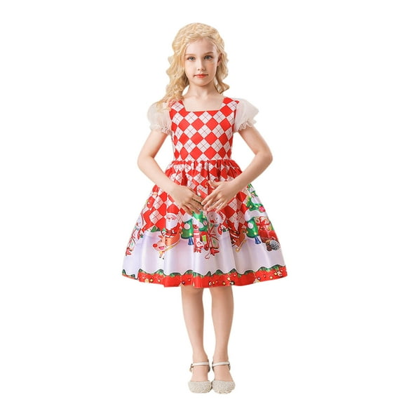 XEGLSBU Girls Dresses Size 10 Fall Kids Child Girls Pageant Gown Christmas Xmas Dance Party Princess Dress Dressers Red Size 8-9 Years