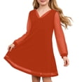 thumbnail image 1 of XEGLSBU Girls Dresses Size 12 to 14 Girls' Dress Long Sleeved V Neck Dress Party Dress Children's Dress Performance Dress 7 13 Years Old Orange Size 7-8 Years, 1 of 4