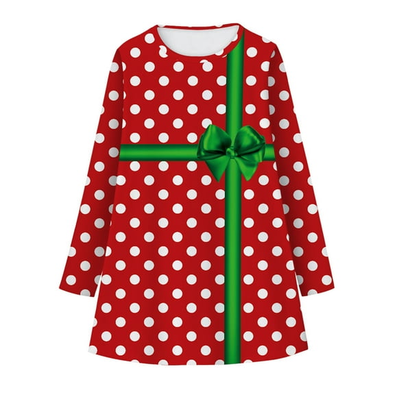 XEGLSBU Girls Dresses Size 12-14 Party Dress Toddler Baby Kids Girls Christmas Print Party Dress Princess Dresses Clothes Girls Dresses Size 10-12 Long Sleeve Red-B Size 9-10 Years
