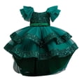 thumbnail image 1 of XEGLSBU Girls Dresses Size 12 Party Girls Formal Dress with Skirt and Detachable Train for Girl Pageant Party Wedding Recital Green Size 5-6 Years, 1 of 7