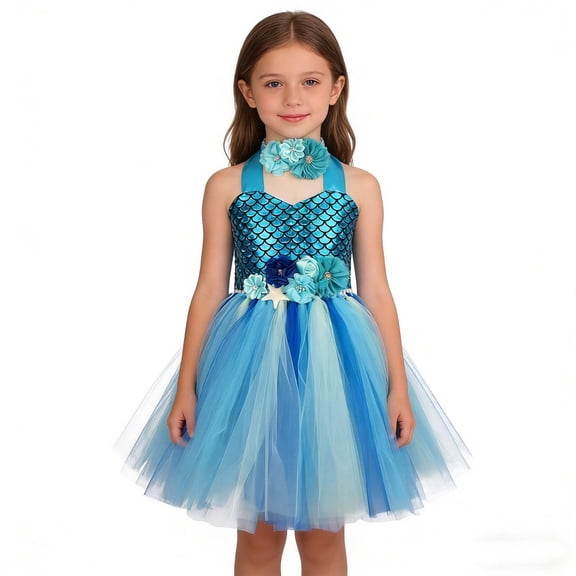 XEGLSBU Girls Dresses Size 6X-7 Girls Party Dress Elegant Long Sleeve Tutu Gown for Birthday Celebration Pageant Holiday Formal Occasion Light Blue Size 2-3 Years