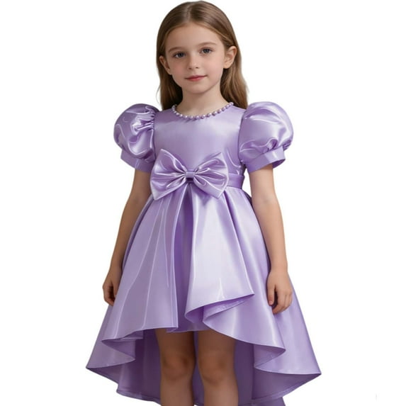 XEGLSBU Girls Dresses Size 8-12 Girls Satin Backless Pageant Dress Gown Girl Dress for Stage Performance Purple Size 9-10 Years