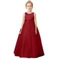 thumbnail image 1 of XEGLSBU Girls' Dresses Sleeveless Performance Dress for Girls Pearl Front Smocked Back Weeding Dresses Red Size 11-12 Years, 1 of 6
