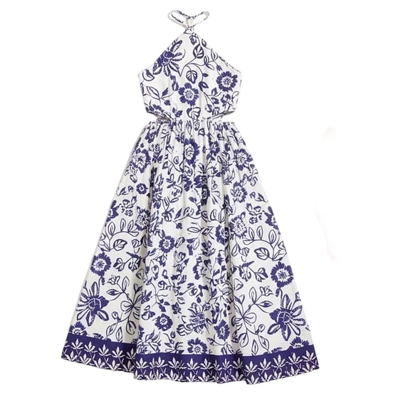 XEGLSBU Girls Dresses Winter 10-12 Bohemian Floral Summer Dress for Girls Casual with Ruffle Sleeves Blue Size 5-6 Years