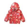 thumbnail image 1 of XEGLSBU Girls Fall Light Winter Coat Children Fashion Cute Print Hooded Long Sleeve Hacket Zipper Hooded Windproof Coat Windbreaker Girls 3T Winter Coat Down Red Size 18-24 Months, 1 of 3