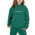 thumbnail image 1 of XEGLSBU Girls Fall Outfits Size 10-12 Matching Sisters Girls Outfits Hoodies Letter Print Sweatshirt Stylish and Comfortable Everyday Wear Fall Outfits for Girls Size 7-8 Dark Green Size 13-14 Years, 1 of 4