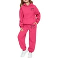 thumbnail image 1 of XEGLSBU Girls Fall Outfits Size 7/8 Halloween Girls Casual Letter Print Hoodie and Pants Outfit 2 Pcs Comfy Daily Wear Toddler Stylish Matching Bottoms Hot Pink Size 6-7 Years, 1 of 6