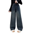 thumbnail image 1 of XEGLSBU Girls Jeans Size 12 Long Girls Casual Denim Pants Straight Leg Wide Trousers Loose Fit Style Autumn Children Long Pants Blue Size 7-8 Years, 1 of 9