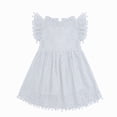 thumbnail image 1 of XEGLSBU Girls Lace Hollow out Summer Dress Sleeveless Party Gown with Flutter Sleeves for Toddler (White Size 3-4 Years), 1 of 4