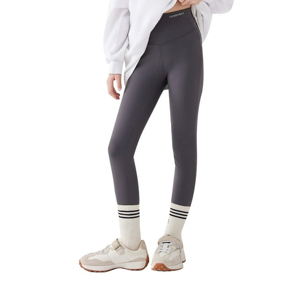 XEGLSBU Girls Leggings Size 10-12 Black Girls Solid Color Elastic Waist Yoga Leggings with Pockets Stretchy Comfortable Workout Pants for Gym and Casual Wear Grey-2 Size 9-10 Years