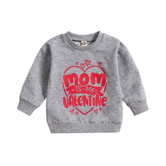 XEGLSBU Girls Long Sleeve Shirts Size 6/7 Toddler Baby Boys Girls Valentine's Day Letter Print Long Sleeve Tops Kids Clothes Grey Size 12-18 Months