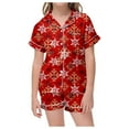 thumbnail image 1 of XEGLSBU Girls Pajamas Size 10-12 Little Girls Boys Pajamas Set Christmas Kids Short Sleeves Sleepwear 2pcs Button down Classic Loungewear Shorts Girls Pajamas Nightgown a-Blue Size 10-11 Years, 1 of 6