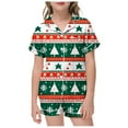 thumbnail image 1 of XEGLSBU Girls Pajamas Size 10-12 Little Girls Boys Pajamas Set Christmas Kids Short Sleeves Sleepwear 2pcs Button down Loungewear Shorts Girls Pajamas Size 8-10 Night Gown Green Size 6-7 Years, 1 of 4