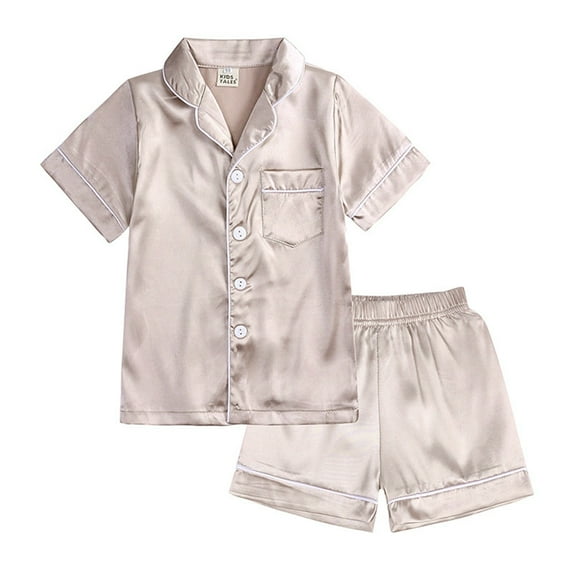 XEGLSBU Girls Pajamas Size 12-14 Little Baby Girls Girls Pajamas Set Kids Short Sleeves Sleepwear 2 Piece Button down Classic Loungewear Shorts Girls Pajamas Size 6/7 Khaki Size 6-7 Years