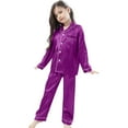 thumbnail image 1 of XEGLSBU Girls Pajamas Size 12-14 Little Baby Girls Girls Pajamas Set Satin Silk Kids Short Sleeves Sleepwear 2 Piece Button down Classic Loungewear Shorts b-Purple Size 9-12 Months, 1 of 3