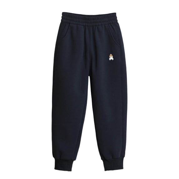 XEGLSBU Girls Pants Size 8 Long Girls Casual Pants with Nut Embroidery Loose Fit Sporty Trousers Comfortable Everyday Wear Black Size 7-8 Years