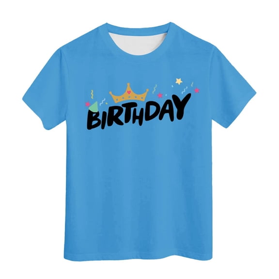 XEGLSBU Girls Shirts Size 12-16 Birthday Girl Short Sleeve Tee Summer Crewneck T Shirt Casual Fit Basic Shirts Light Blue Size 10-11 Years