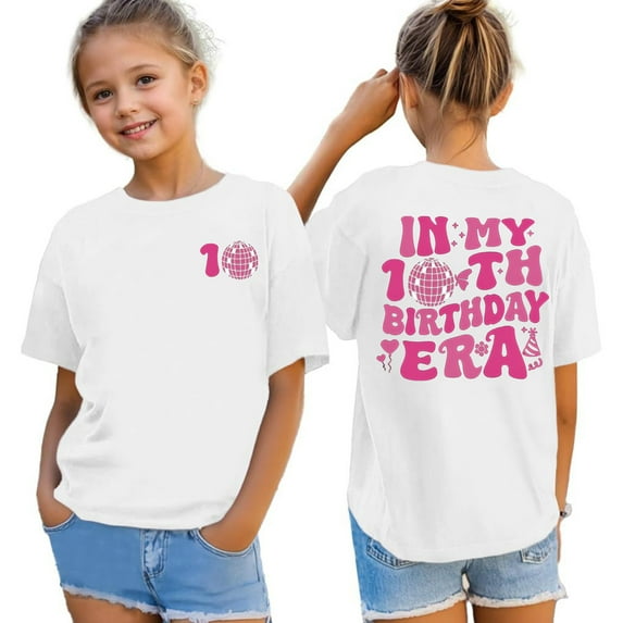 XEGLSBU Girls Shirts Size 12-16 in My Double Digits Birthday Girl Shirt 10 Year Old 10th Birthday Girls T Shirt Girls Ten Birthday Party Tee Tops White Size 12-24 Months