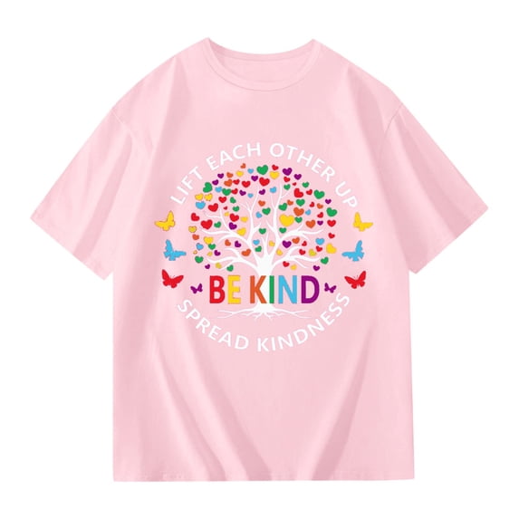 XEGLSBU Girls Shirts Size 14 16 Hoodie Girls Graphic Tee Short Sleeve T Shirt Casual Summer Top for Kids Youth Children Light Pink Size 5-6 Years