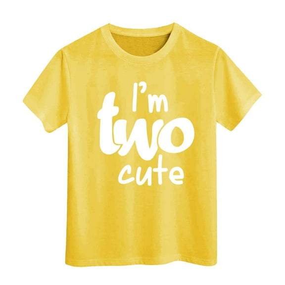 XEGLSBU Girls Shirts Size 6-7 Birthday Girl Short Sleeve Tee Summer Crewneck T Shirt Casual Fit Basic Shirts Yellow Size 12-13 Years