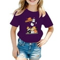 thumbnail image 1 of XEGLSBU Girls Shirts Size 6 Pack Kids Girls Cute Graphic Print Round Neck Short Sleeve Tee Summer Casual T Shirt Purple Size 11-12 Years, 1 of 4