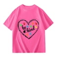 thumbnail image 1 of XEGLSBU Girls Shirts Size 7-8 Short Sleeve Girls Graphic Tee Short Sleeve T Shirt Casual Summer Top for Kids Youth Children Pink Size 13-14 Years, 1 of 4