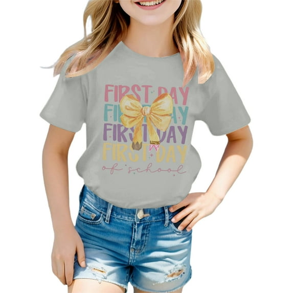 XEGLSBU Girls Shirts Size 7-8 Stylish Girls Tops for Loose Fit Tees & Shirts for Ages 3 16 for Spring and Summer Light Gray Size 13-14 Years