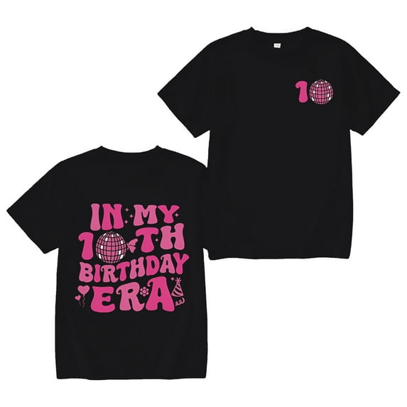 XEGLSBU Girls Shirts Size 8 Pink in My Double Digits Birthday Girl Shirt 10 Year Old 10th Birthday Girls T Shirt Girls Ten Birthday Party Tee Tops Black Size 12-24 Months
