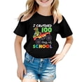 thumbnail image 1 of XEGLSBU Girls Shirts Trendy Cute Teen Girls Short Sleeve Tee for Back to School Soft Casual Top with Cute Print Crew Neck Shirt Black Size 3-4 Years, 1 of 4