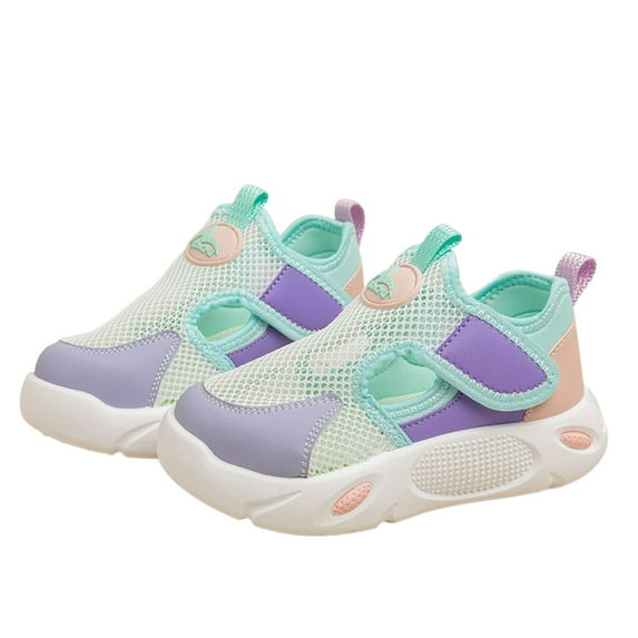 XEGLSBU Girls Shoes Size 12.5 Little Girls Breathable Mesh Sports Single Mesh Shoes for Boys and Girls in Spring Summer and Autumn Soft Sole Beach Shoes 1-Purple Size 28