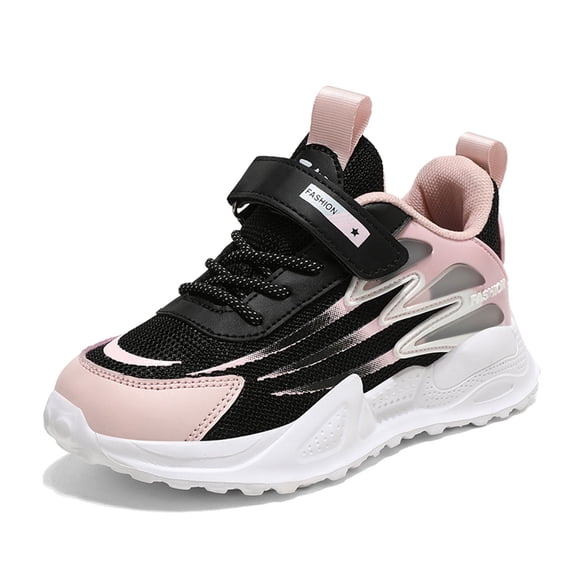 XEGLSBU Girls Shoes Size 12 Dressy Children's Fashion Mesh Lace up Sneakers Color Matching Casual Comfortable Running Shoes B-Black Size 30
