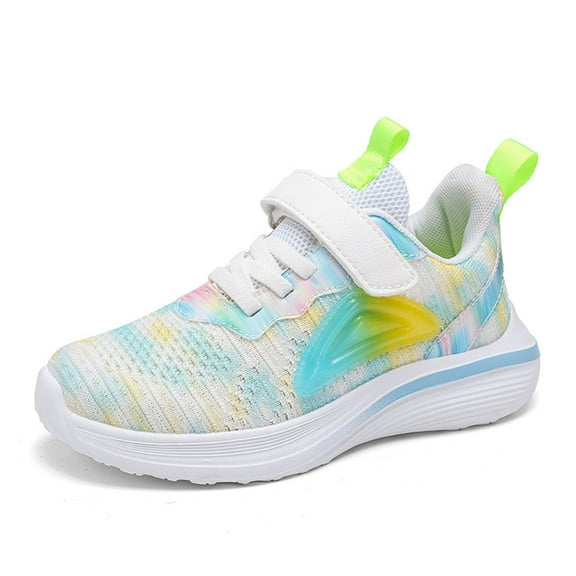 XEGLSBU Girls Shoes Size 4.5 Big Girls Children's Fashion Flat Light Non Lace up Sneakers for Boys and Girls Color Mesh Fabric Breathable Running Shoes Green-2 Size 33