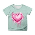thumbnail image 1 of XEGLSBU Girls Short Sleeve Shirts Size 10-12 Orange Valentine's Day Children's Short Sleeve Top Printed T Shirt Casual Shirt Mint Green Size 12-13 Years, 1 of 4