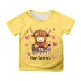 thumbnail image 1 of XEGLSBU Girls Short Sleeve Shirts Size 6 Valentine's Day Children's Short Sleeve Top Printed T Shirt Casual Shirt Yellow Size 3-4 Years, 1 of 4